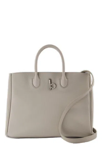 Burberry Small Rocking Horse Top Handle Bag In Beige