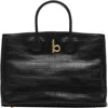 Burberry Womens Rocking Horse Small Leather Tote Bag Black In Black