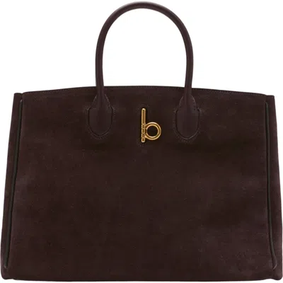 Burberry Small Rocking Horse Tote In Dark Brown