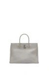 Burberry Structured Grey Bag With Textured Finish In Heron