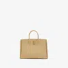 Burberry Small Calf Leather Rocking Horse Tote Bag In Sand