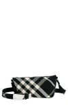 Burberry Shield Messenger Black Cotton Blend Crossbody Bag In Black