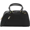 Burberry Small Shield Leather Bowling Bag In Black