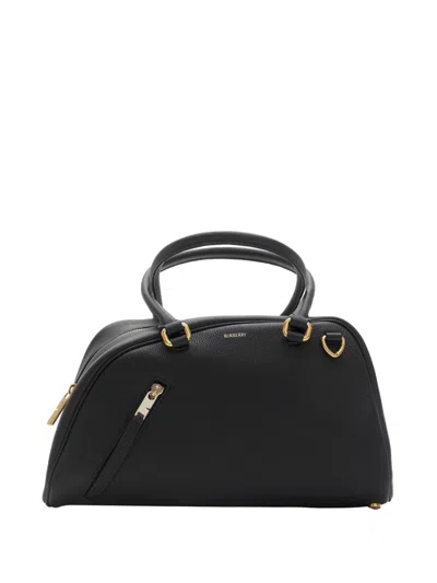 Burberry Small Shield Leather Bowling Bag In Black