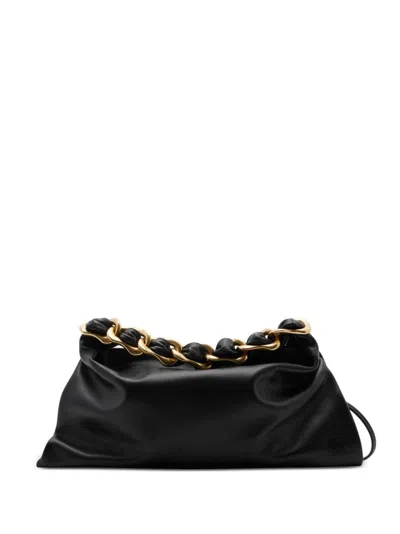 Burberry Small Swan Smooth Leather Shoulder Bag In Black