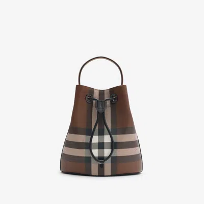 Burberry Small Tb Bucket Bag In Brown