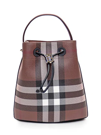 Burberry Small Tb Bucket Bag In Brown