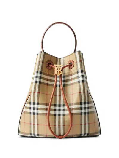 Burberry Small Tb Bucket Bag In Beige