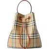 Burberry Small Tb Vintage Check Bucket Bag In Vintage Check/briar Brown