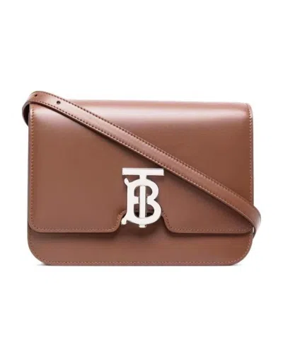 Burberry Small Tb Crossbody Bag In Brown