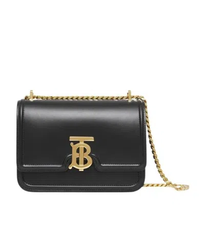 Burberry Small Tb Leather Bag In Black