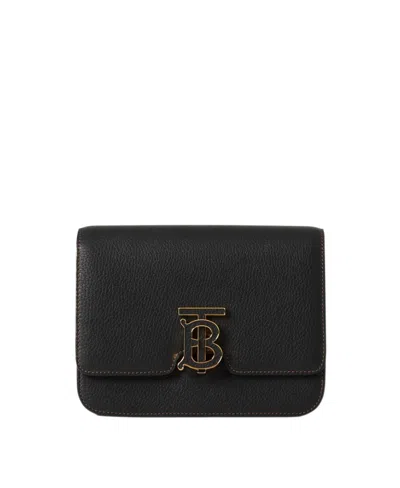 Burberry Ladies Black Grainy Leather Tb Folding Wallet