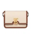 Burberry Small Two-tone Canvas And Leather Tb Bag In Nude