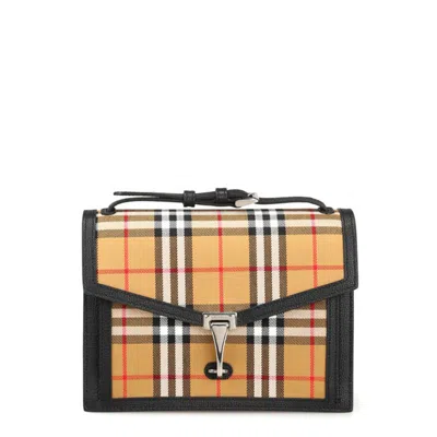 Burberry Small Vintage Check And Leather Crossbody Bag In Neutral