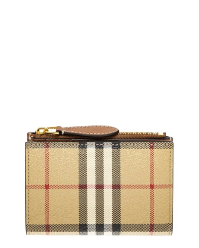 Burberry Small Vintage Check E-canvas Card Case In Beige