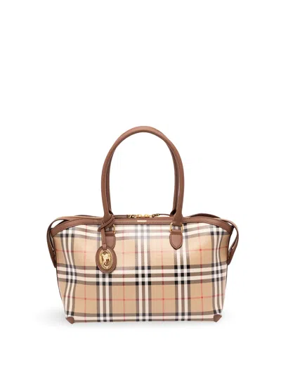Burberry Small Zipped Tote In Beige
