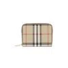 Burberry Structured Check Pattern Wallet With Zip Closure In Neutral