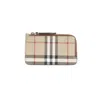 Burberry Check Print Brown Leather Wallet In Brown