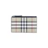 Burberry Alwyn Checked Leather Zipped Cardholder In Gray