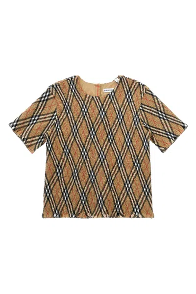 Burberry Smock Stitch T-shirt In Brown