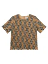 Burberry Beige Top For Girl With Vintage Check In Beige