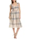 BURBERRY BURBERRY SMOCKED MIDI DRESS