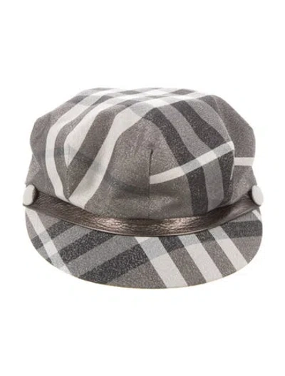 Pre-owned Burberry Smoked Check Newsboy Cap W/tags In Gray