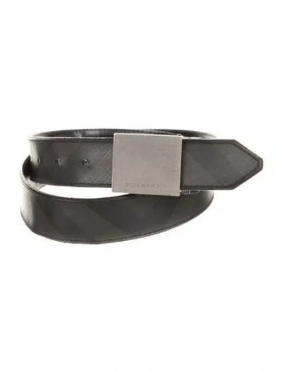 Pre-owned Burberry Smoked Check Pattern Belt Kit In Black
