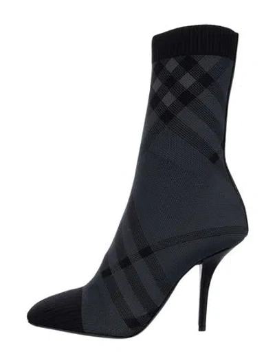 Pre-owned Burberry Smoked Check Pattern Boots In Blue