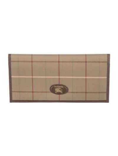 Pre-owned Burberry Smoked Check Pattern Canvas Continental Wallet In Neutral
