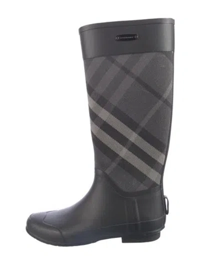 Pre-owned Burberry Smoked Check Pattern Rubber Rain Boots In Multi