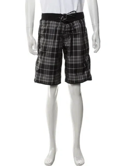 Pre-owned Burberry Smoked Check Pattern Swim Trunks In Black