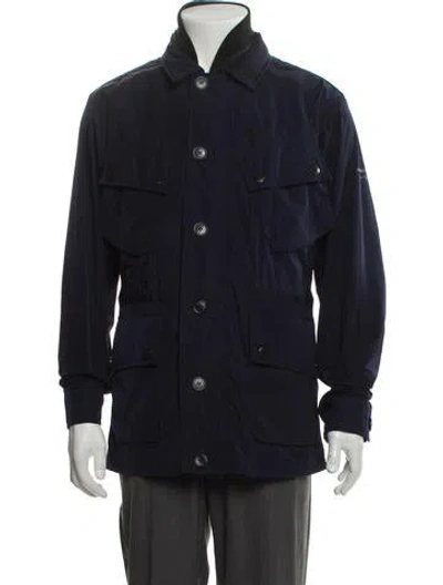 Pre-owned Burberry Smoked Check Pattern Utility Jacket In Blue