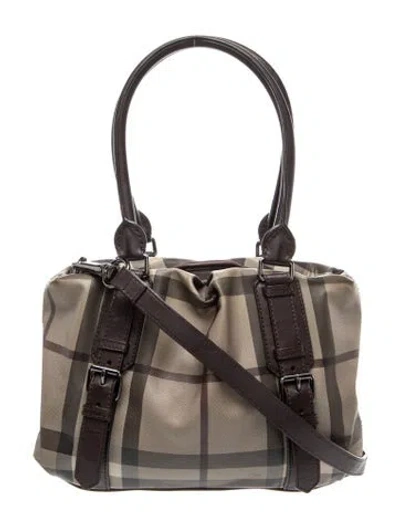Pre-owned Burberry Smoked Check Shoulder Bag In Brown