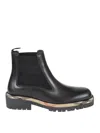 Burberry Smooth Leather Boots With Mesh Side Panels And Textured Detailing In Black