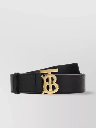 Burberry Smooth Texture Leather Belt For Men In Black
