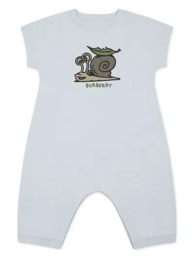 Burberry Babies' Snail-print Romper In Blue
