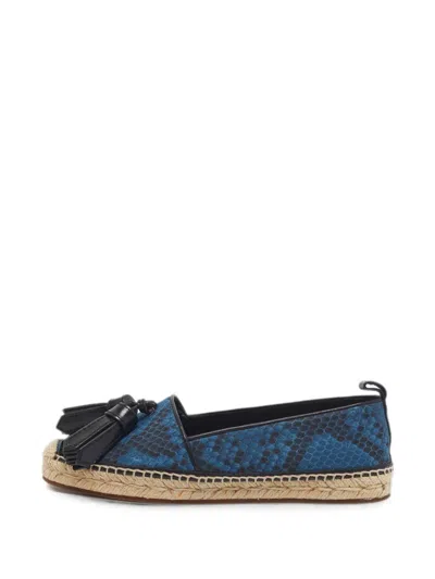 Pre-owned Burberry Snake-print Tassel Espadrilles In Blue