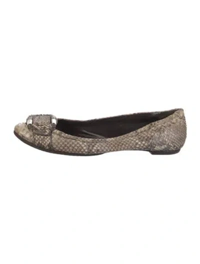 Pre-owned Burberry Snakeskin Animal Print Ballet Flats In Brown