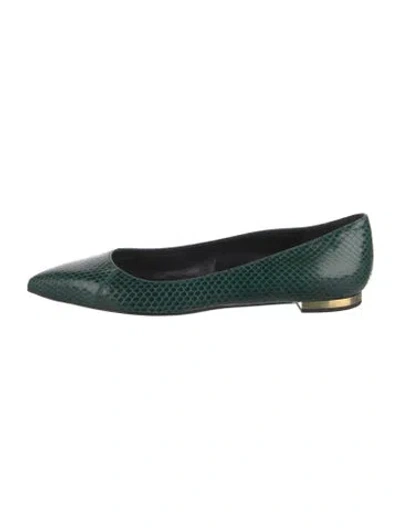 Pre-owned Burberry Snakeskin Animal Print Ballet Flats In Green