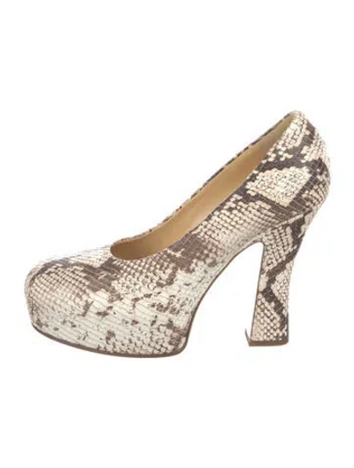 Pre-owned Burberry Snakeskin Animal Print Pumps In Brown