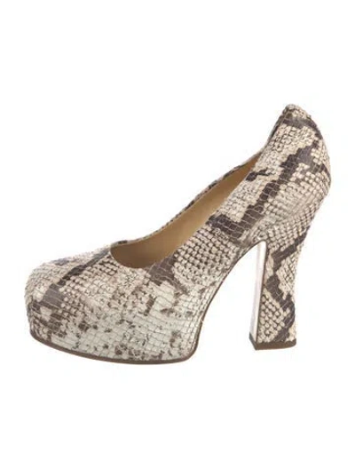 Pre-owned Burberry Snakeskin Animal Print Pumps In Multicolor
