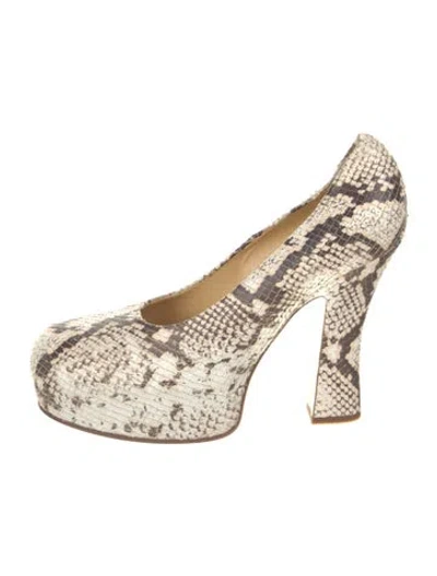 Pre-owned Burberry Snakeskin Animal Print Pumps In Neutral