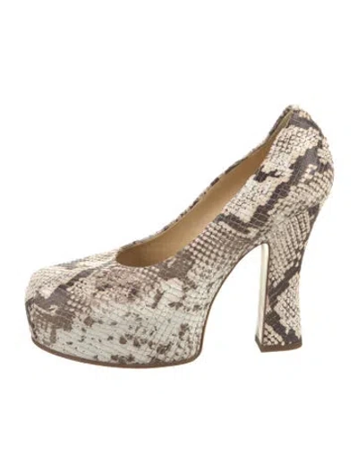 Pre-owned Burberry Snakeskin Animal Print Pumps In Neutral
