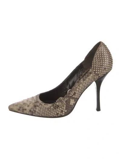 Pre-owned Burberry Snakeskin Animal Print Pumps In Neutrals