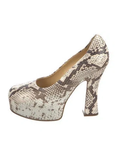 Pre-owned Burberry Snakeskin Animal Print Pumps In Neutrals