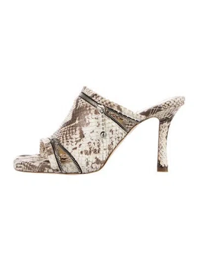 Pre-owned Burberry Snakeskin Animal Print Slides In Multicolor