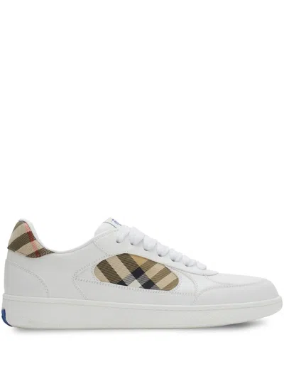 Burberry Terrace Check Court Sneaker In White/sand Ip Chk