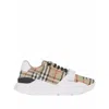 Burberry Beige And White Low Top Sneakers With Vintage Check Print And Rubber Sole In Canvas And Leather Man