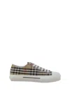 Burberry Beige Cotton Sneakers With Casual-chic Check Pattern